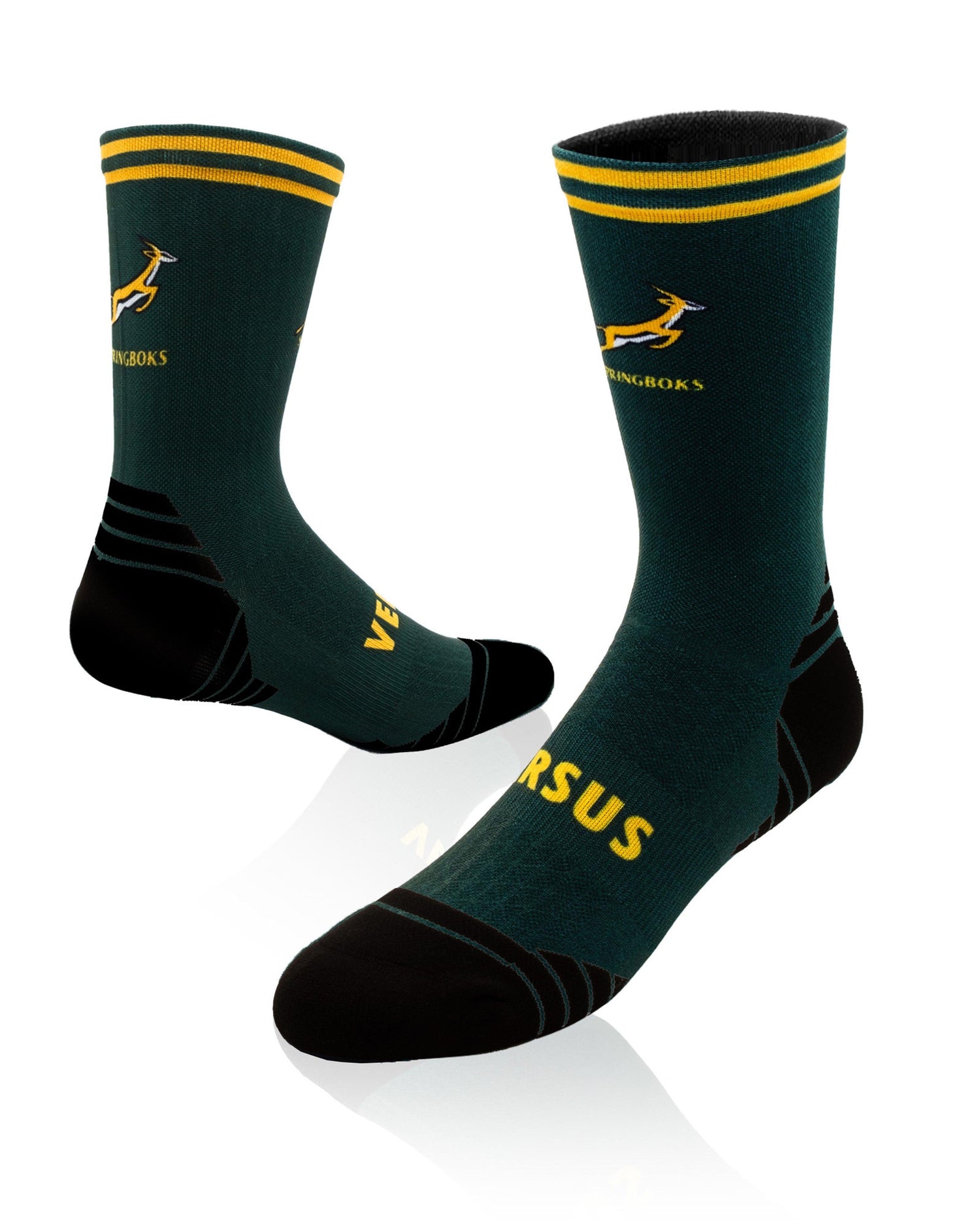 VERSUS Active Crew Springbok Rugby Socks Dark Green Performance Athletic