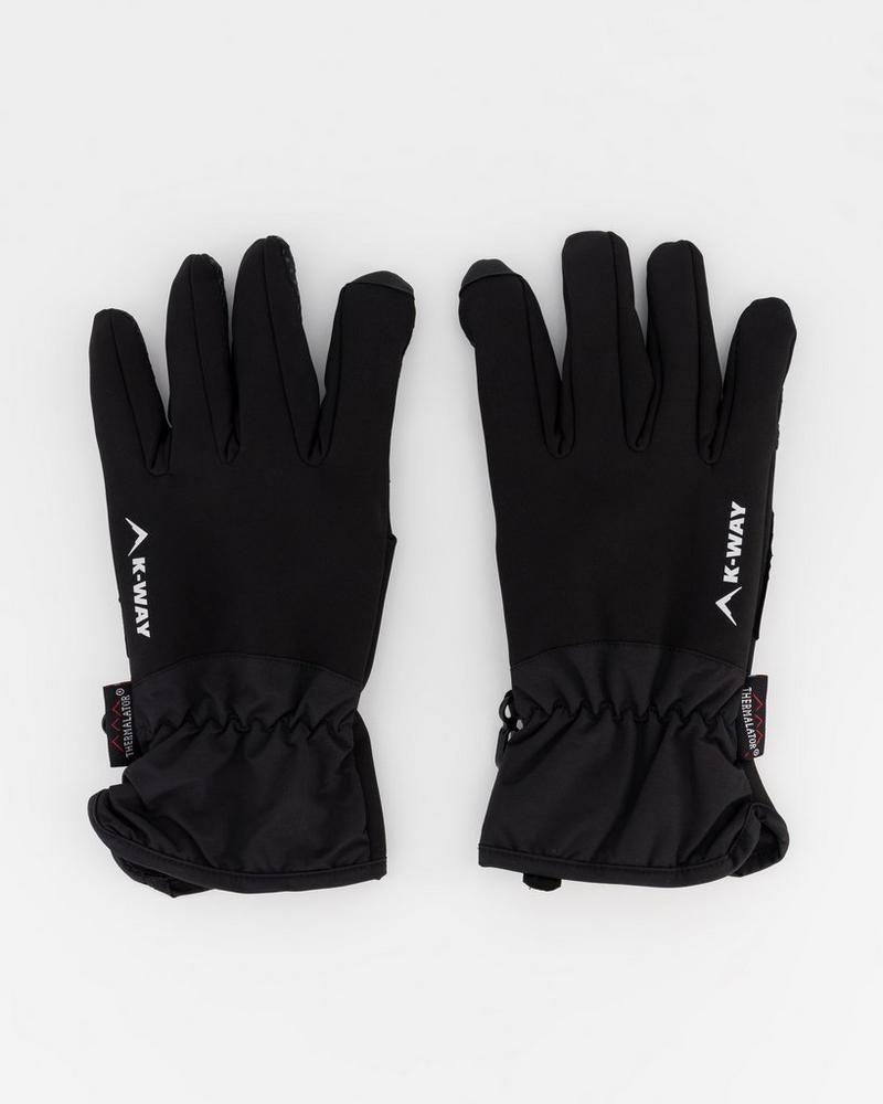 K-Way Touch Softshell Thinsulate Gloves Men's Outdoor Winter Wear Black