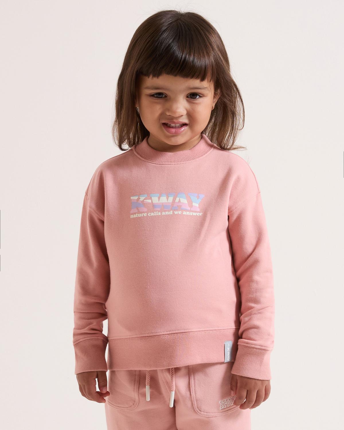 K-Way Kids Blossom Crew Neck Track Top Cotton Stretch Rose