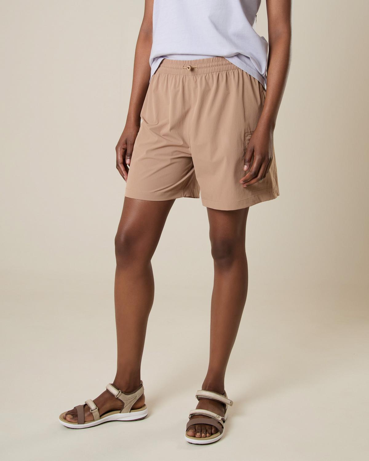 K-Way Women's Alpine Hiking Shorts Lightweight Nylon Tan