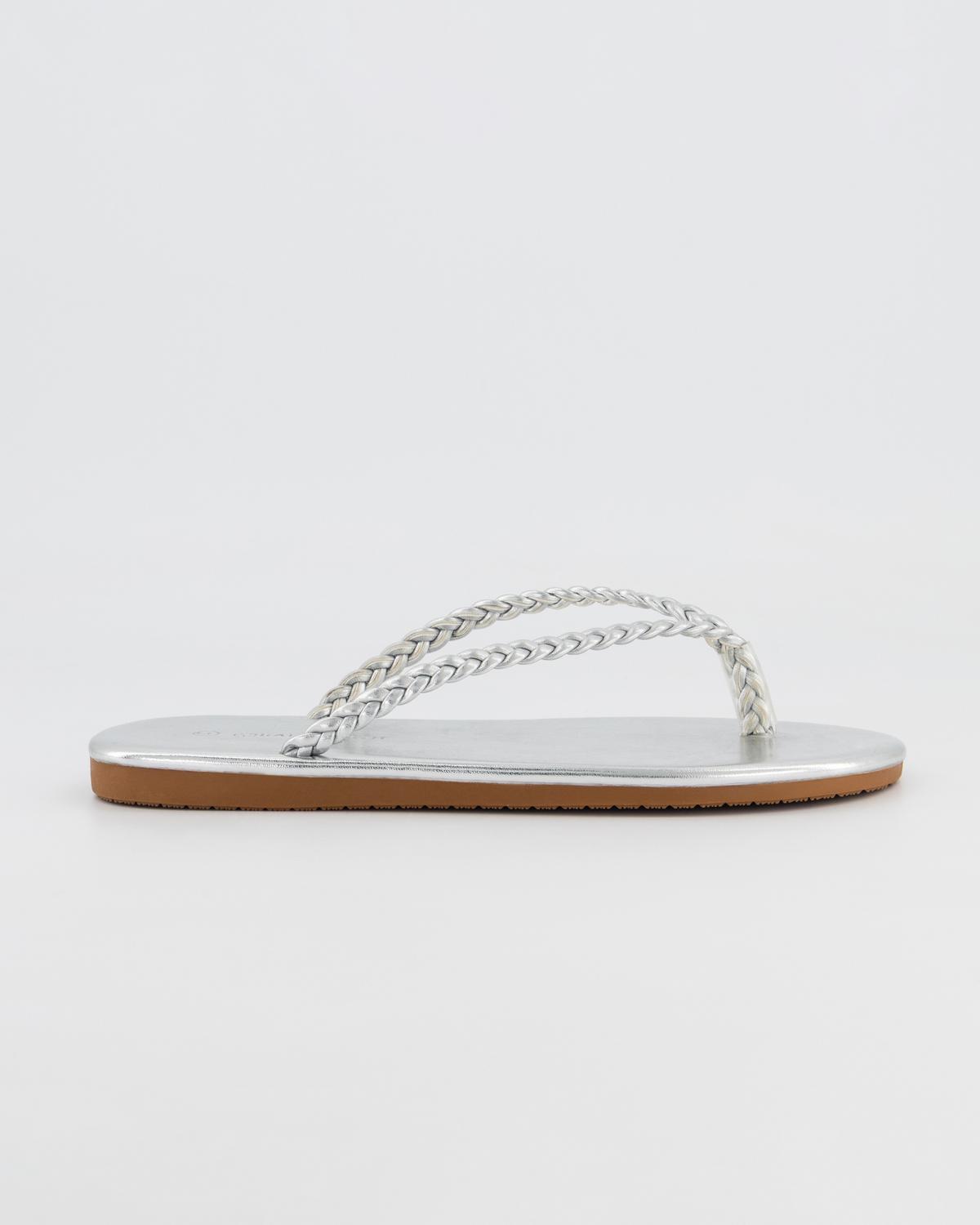 Rare Earth Tula Women's Leather Thong Sandals Silver