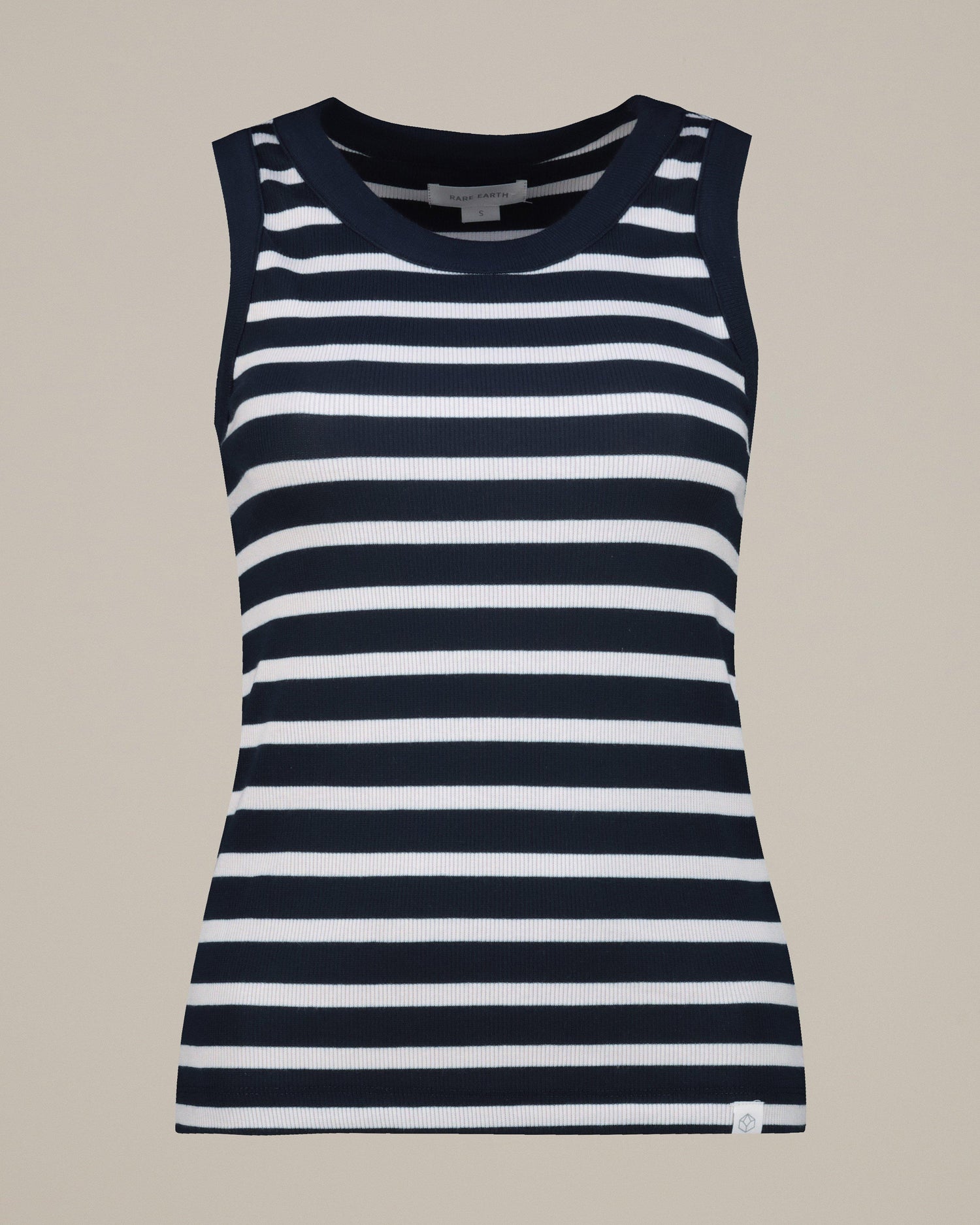 Rare Earth Women's Blossom Stripe Rib Tank Top Navy