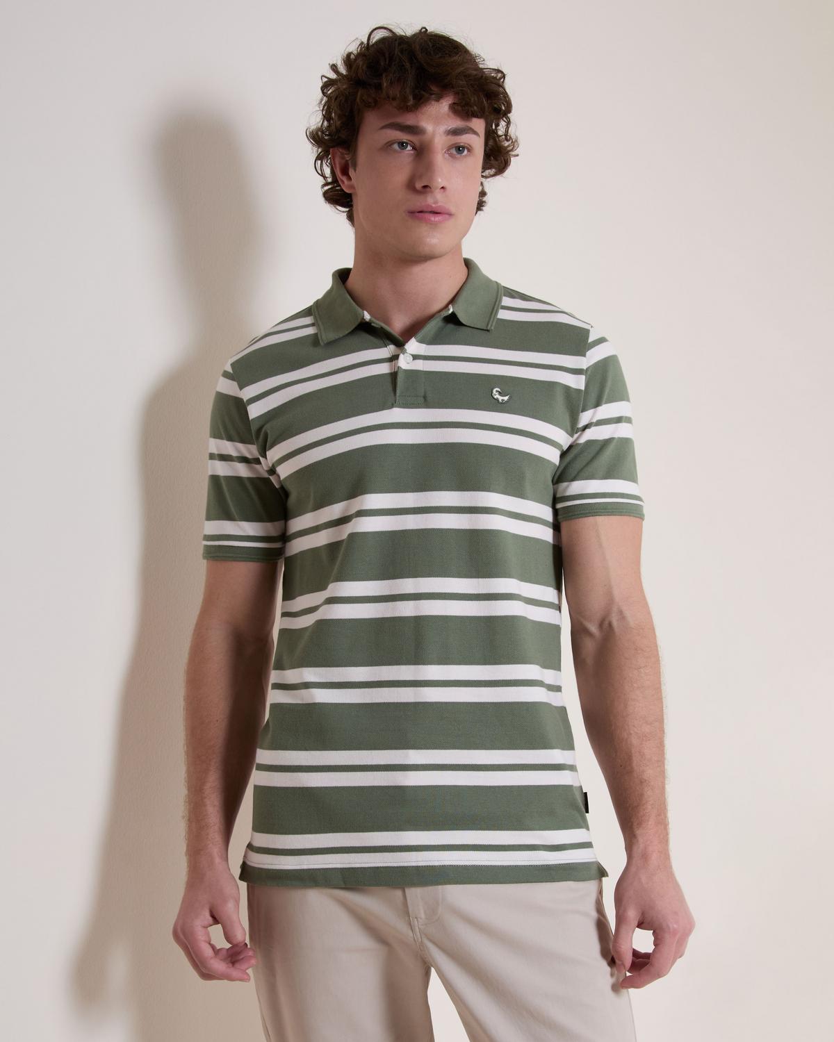 Old Khaki Andrew Men's Striped Golfer 100% Cotton Regular Fit