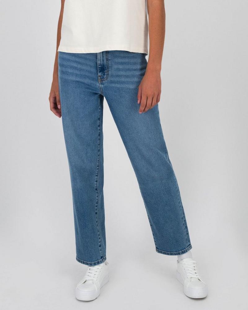 Old Khaki Women's Asha Straight Leg Denim Jeans Mid Blue