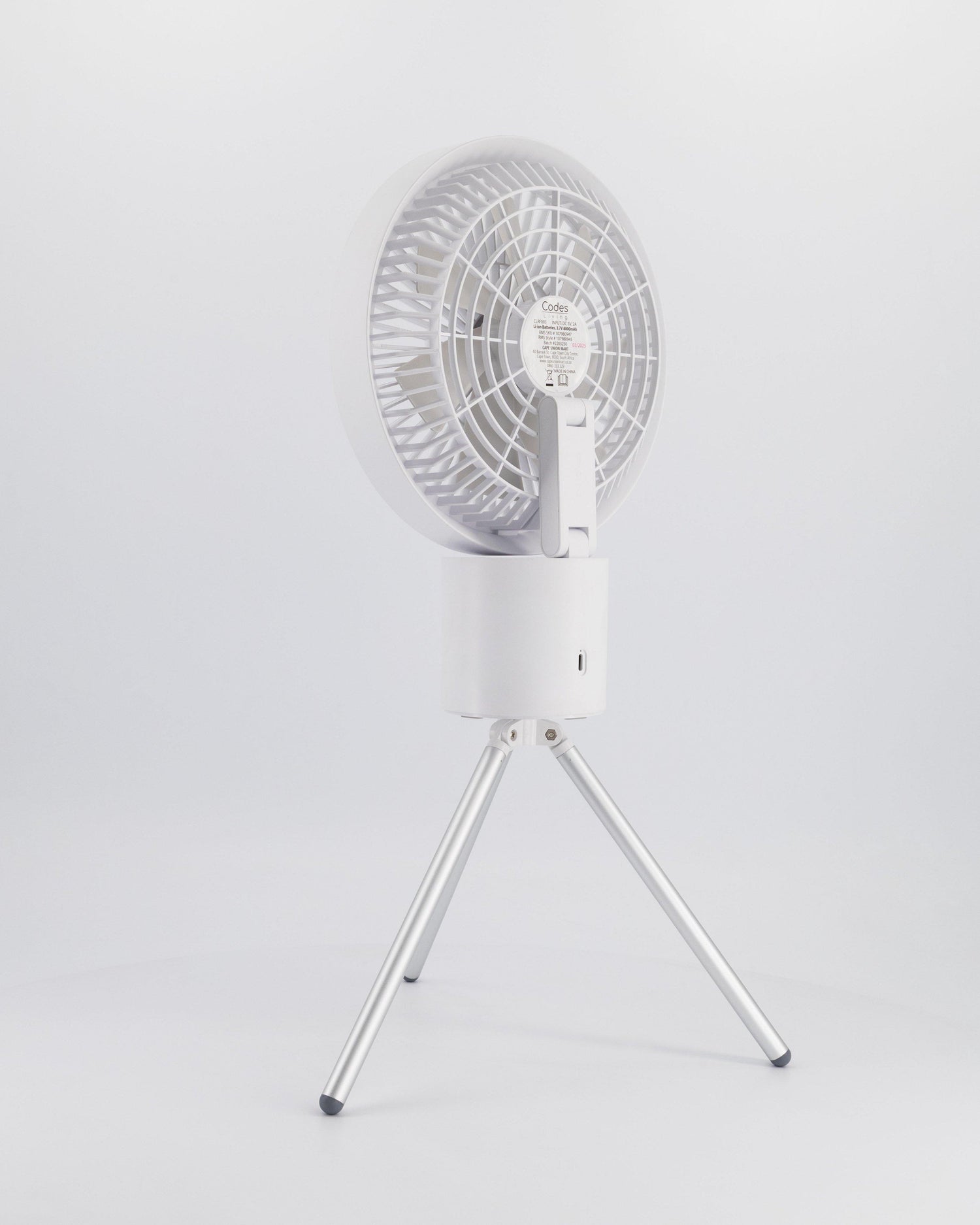 Codes Living 360° Rotation Fan Portable Rechargeable White