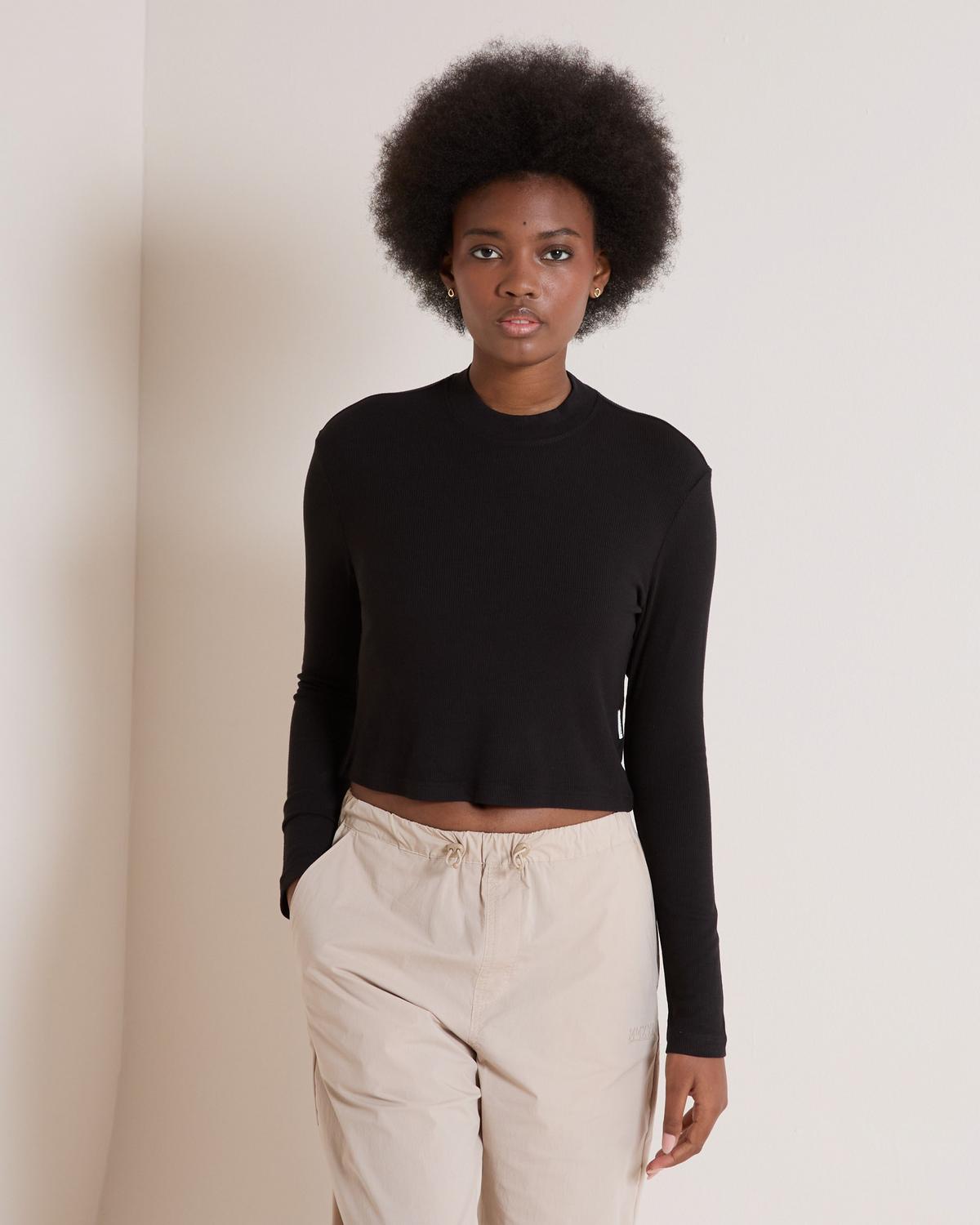 MMXXI Women's Selina Rib Top Black Long Sleeve