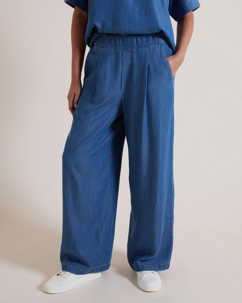 Rare Earth Women's Iris Tencel Wide Leg Pants Indigo