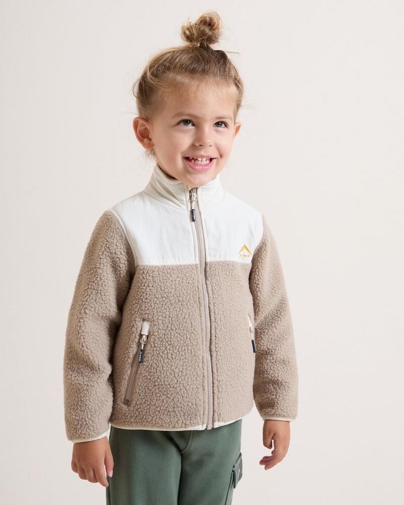 K-Way Kids Pinetrail Zip-Up Borg Fleece Top Oatmeal