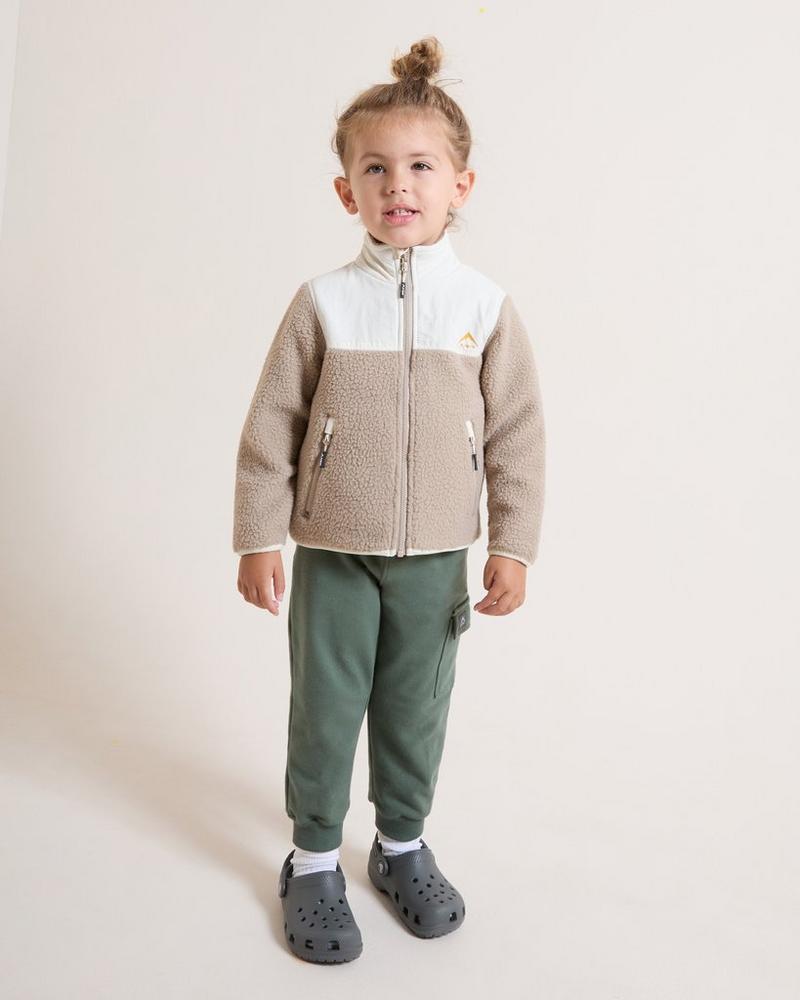 K-Way Kids Pinetrail Zip-Up Borg Fleece Top Oatmeal