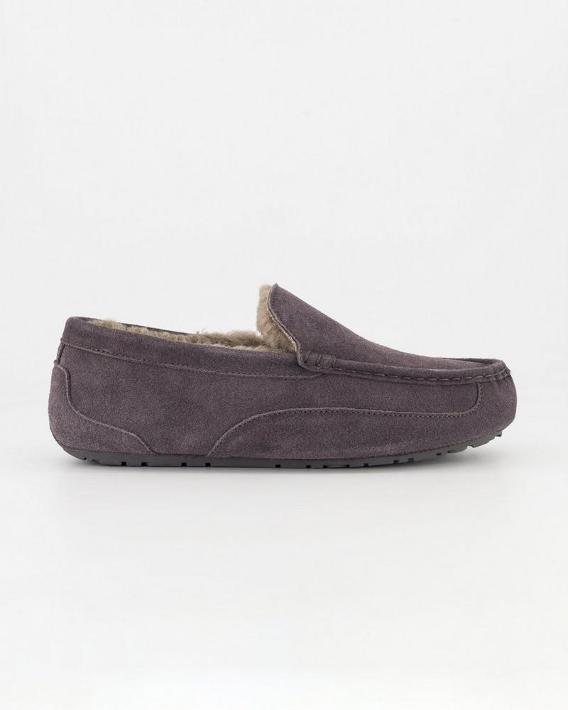 K-WAY Elements James Men's Suede Moccasin Slippers Charcoal