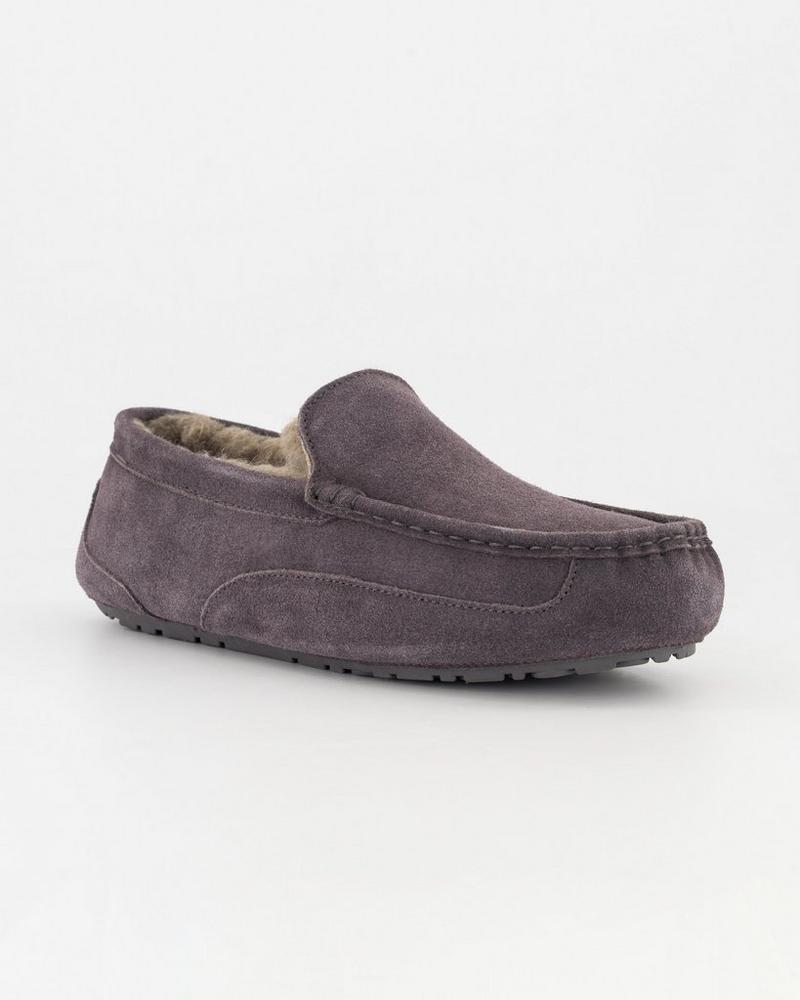 K-WAY Elements James Men's Suede Moccasin Slippers Charcoal