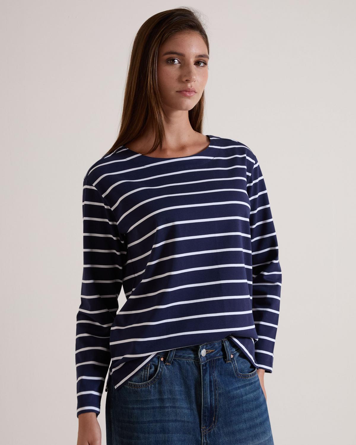 Rare Earth Trishula Boatneck Long-Sleeve T-Shirt Women's Navy