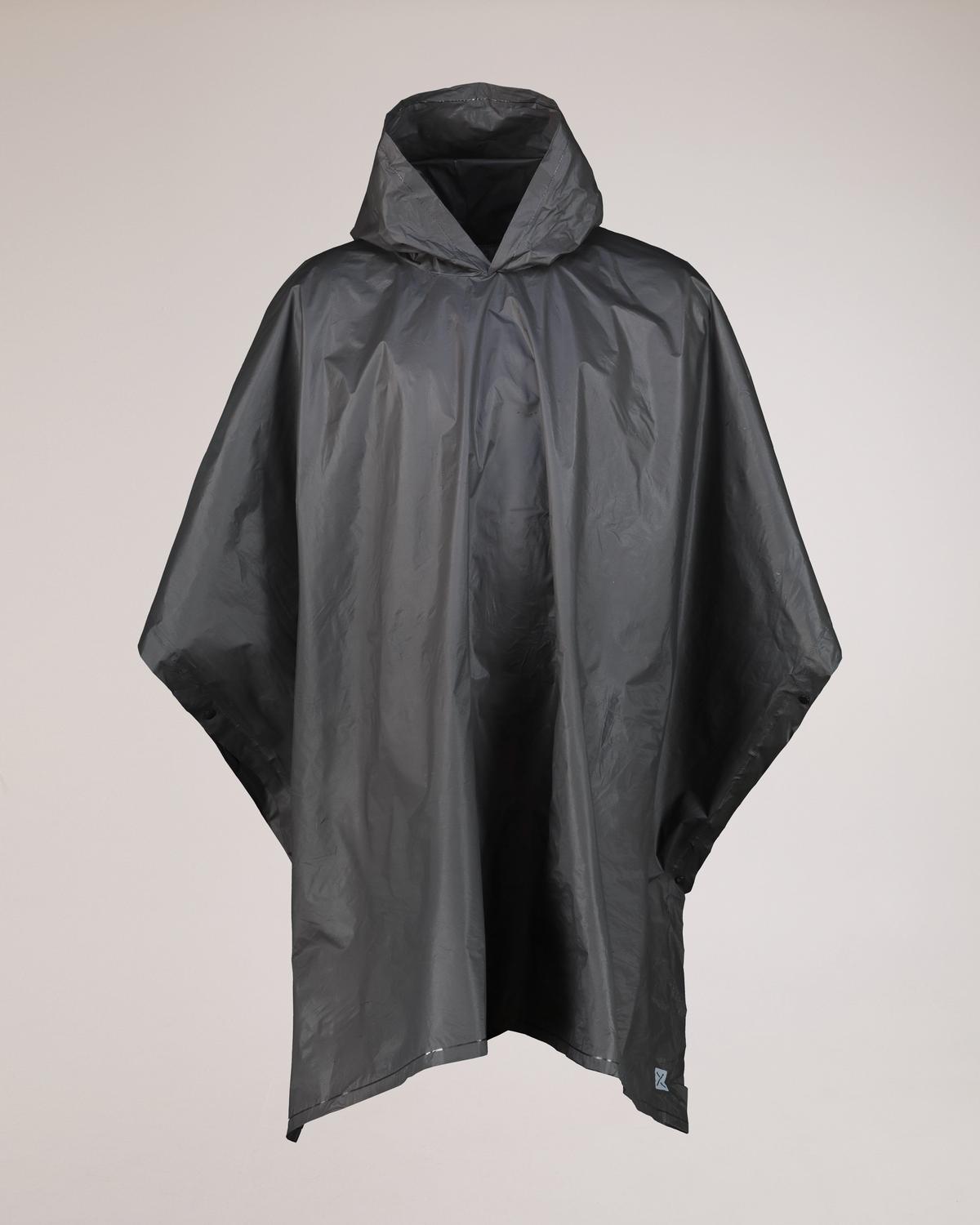 XTM Stash Packable Unisex Rain Poncho Black
