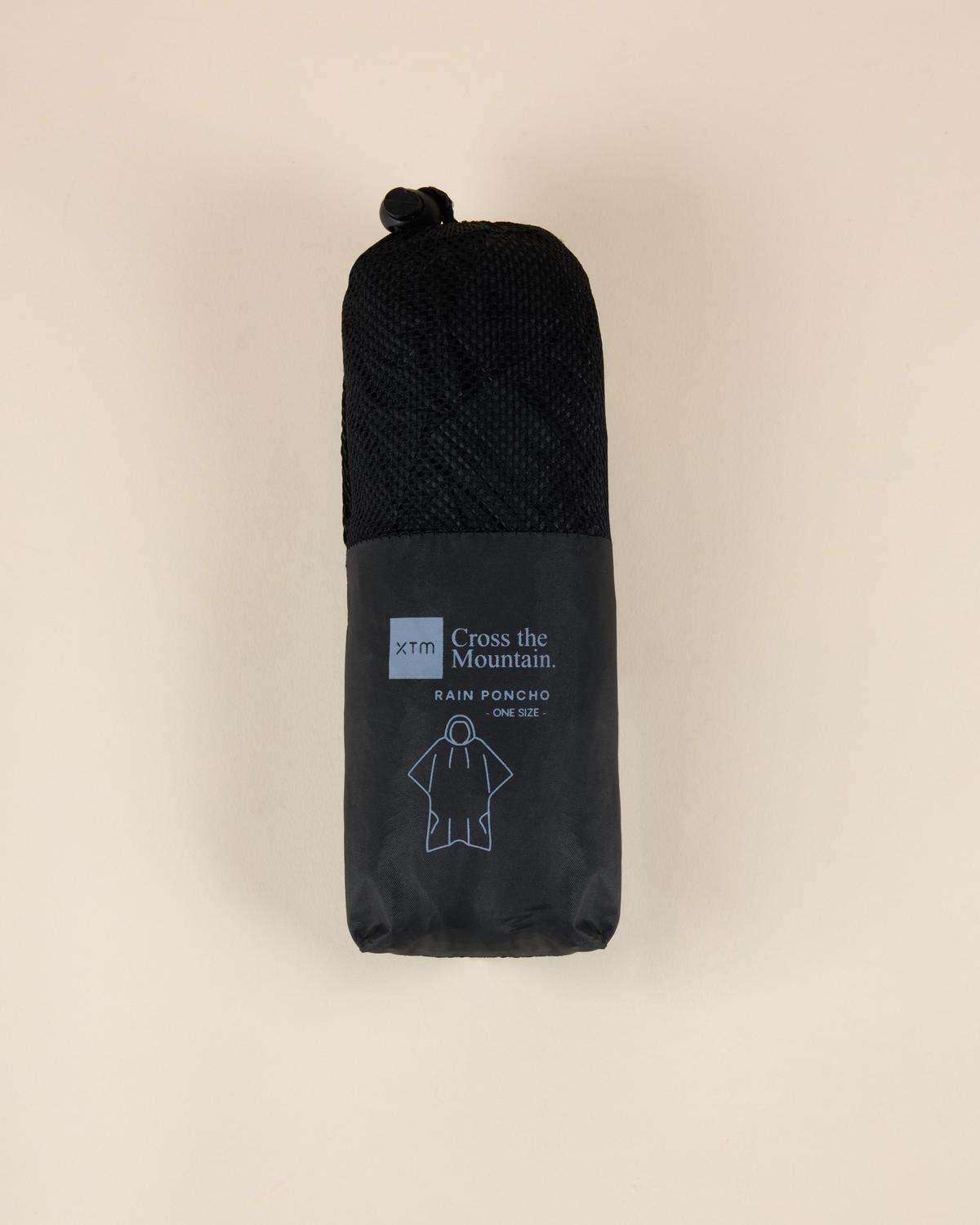 XTM Stash Packable Unisex Rain Poncho Black