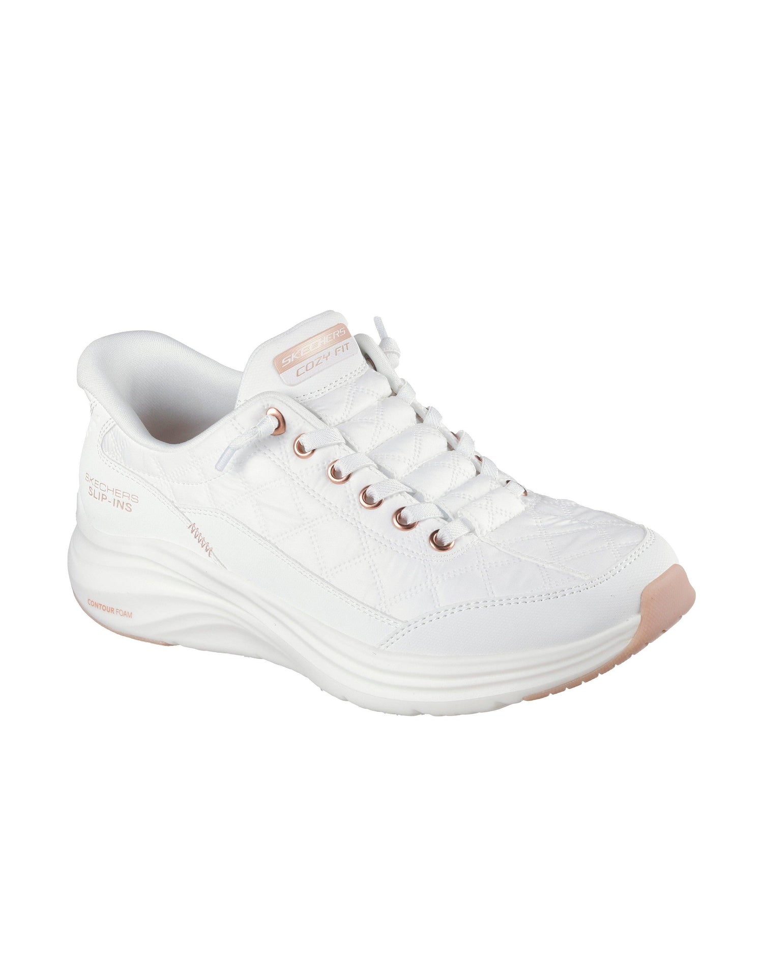 Skechers Women's Contour Sneaker White Casual Lace-Up Shoes